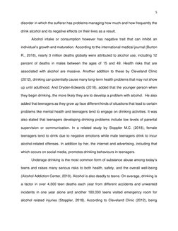5 
 
disorder in which the sufferer has problems managing how much and how frequently the 
drink alcohol and its negative eff