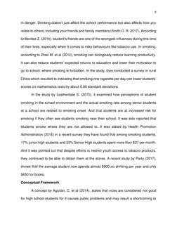 9 
 
in danger. Drinking doesn’t just affect the school performance but also affects how you 
relate to others, including you