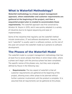 Overview of Waterfall Methodology | PDF | Software Development Process ...