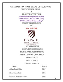 1 
 
MAHARASHTRA STATE BOARD OF TECHNICAL 
EDUCATION MUMBAI 
A 
PROJECT REPORT ON 
“Introduction of Operating System 
and Cal
