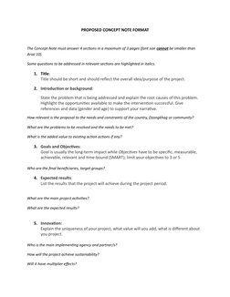 Concept Note Format for Project Proposals | PDF