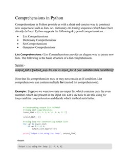 Python Comprehensions Overview | PDF | Language Arts & Discipline ...