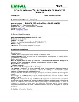 ________________________________ FISPQ ___
FICHA DE INFORMAÇÕES DE SEGURANÇA DE PRODUTOS
QUÍMICOS
FISPQ Nº: 008