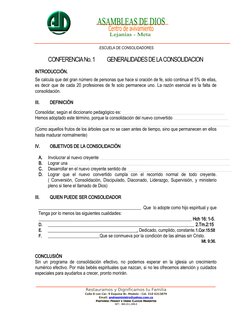 .ESCUELA DE CONSOLIDADORES
CONFERENCIA No. 1           GENERALIDADES DE LA CONSOLIDACION
INTRODUCCIÓN.
Se cal