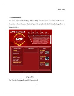 Nidhi Sethi
Executive Summary
This report documents the findings of the usability evaluation of the Association for Women in