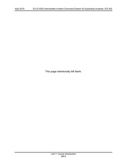 April 2019 
E/L/G 0300 Intermediate Incident Command System for Expanding Incidents, ICS 300 
 
Unit 1: Course Introduction