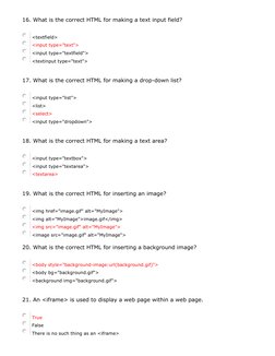 HTML Essentials Exam Questions | PDF | Html Element | Html