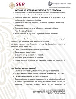 Informe de Seguridad e Higiene Laboral | PDF | Seguro | Seguridad y ...