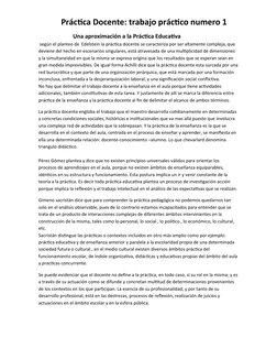 Práctica Docente: trabajo práctico numero 1
                        Una aproximación a la Práctica Educativa
 segú