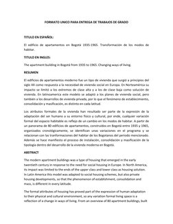  
FORMATO	  UNICO	  PARA	  ENTREGA	  DE	  TRABAJOS	  DE	  GRADO	  
	  
TITULO	  EN	  ESPAÑOL:	  
El	   edific
