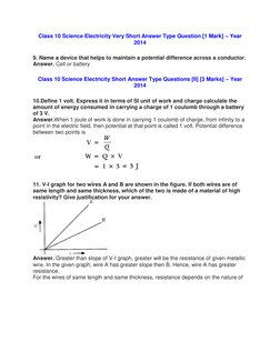 Electricity Chapter Wise Important Questions Class 10 Science Learn ...