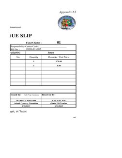 Requisition and Issue Slip - Appendix 63 | PDF