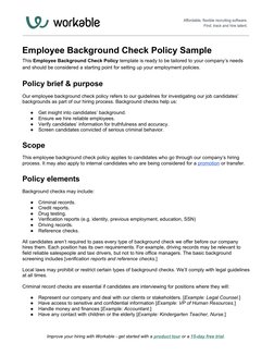 Employee Background Check Policy Sample
This Employee Background Check Policy template is ready to be tailored to your compan