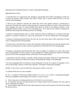 Jumbled Sentences Rearrangement Guide | PDF | Sentence (Linguistics ...