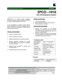 Krishna Conchem Products Pvt. Ltd. 
An ISO 9001-2000 Company 
# 2, Bldg. 6, Sect. 3, Millennium Business Park, Mahape