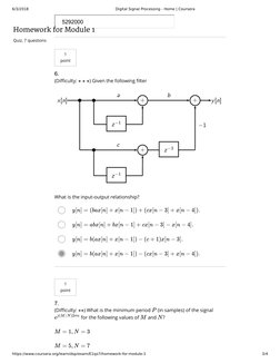 DSP Module 1 Homework Quiz | PDF | Digital Signal | Digital Audio