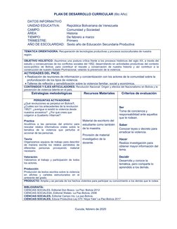 PLAN DE DESARROLLO CURRICULAR (6to Año)
        DATOS INFORMATIVO
        UNIDAD EDUCATIVA:       República Bolivariana de Ve