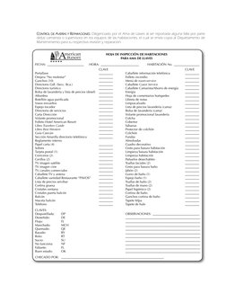 CONTROL DE AVERÍAS Y REPARACIONES: Diligenciado por el Ama de Llaves al ser reportada alguna falla por parte 
del(a) camarist