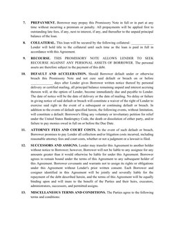 7.
PREPAYMENT. Borrower may prepay this Promissory Note in full or in part at any
time without incurring a premium or penalty