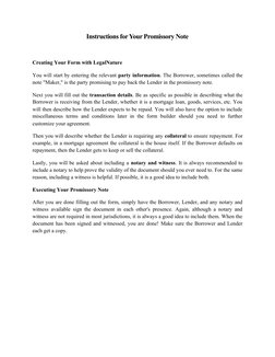 Instructions for Your Promissory Note
Creating Your Form with LegalNature
You will start by entering the relevant party infor