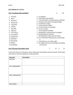 ESLC Matilda CH 1-10 Test | PDF