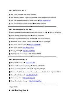 ★★★ Join With Us  ★★★ 
 
✅  You Tube Channel ► http://bit.ly/36m0NCk  (http://bit.ly/36m0NCk)
✅  Visit Website For More Tradi