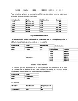 2602
Valle
222
201-01
201-02
201-03
Para completar y hacer la primera formal Normal, se deberá eliminar los grupos
repetidos,