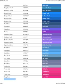 HTML Color Codes and Chart Guide | PDF | Color | Qualia