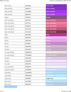 Violet 23 Html Code HTML Color Codes and Chart Guide | PDF | Color | Qualia