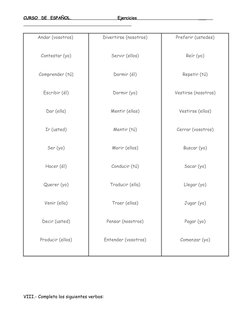 CURSO  DE  ESPAÑOL. 
 
                         
 
 Ejercicios