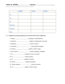 CURSO  DE  ESPAÑOL. 
 
                         
 
 Ejercicios