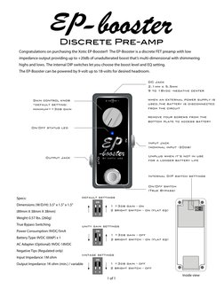 Xotic EP-Booster Setup Guide | PDF | Power Supply | Manufactured Goods