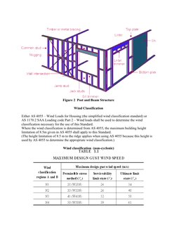 Figure 2  Post and Beam Structure
Wind Classification
Either AS 4055 – Wind Loads for Housing (the simplified wind classifica