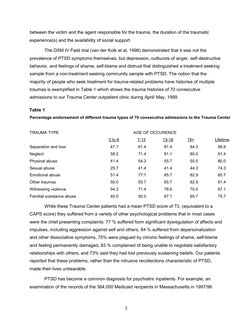 3 
between the victim and the agent responsible for the trauma, the duration of the traumatic 
experience(s) and the availa