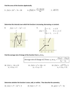 Analyzing Function Graphs Worksheet | PDF