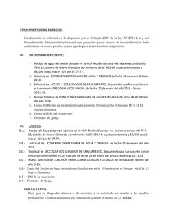FUNDAMENTOS DE DERECHO:
Fundamento mi solicitud en lo dispuesto por el Artículo 208º de la Ley Nº 27444, Ley del
Procedimient