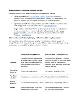 Use of the Non-Probability Sampling Method
There are multiple uses of the non-probability sampling method (https://www.questi