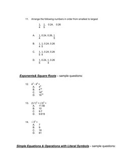 Mdis Test Questions Math Standards MDTP Algebra Readiness Test Guide | PDF | Algebra | Mathematical Concepts