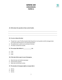 SERENE AIR  
CONVERSION
PAPER A                                                             
23. Write down the operation of