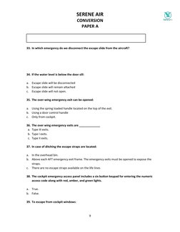 SERENE AIR  
CONVERSION
PAPER A                                                             
33. In which emergency do we dis