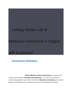 English Linkers and Connectors List | PDF | Sentence (Linguistics ...