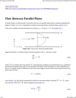 Next: Flow Down an Inclined Up: Incompressible Viscous Flow Previous: Introduction
Flow Between Parallel Plates
Consider stea