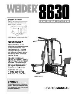 Weider 8630 Manual | PDF | Nut (Hardware) | Screw