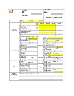 Control Valve Data Sheet Overview | PDF | Valve | Pressure