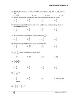 Math Multiple Choice Questions Grade 7