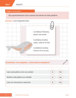 Hoy aprenderemos cómo suenan las letras de cada palabra.
Objetivo de la Clase 1
Actividad 1: Lee el siguiente texto. 
La ball