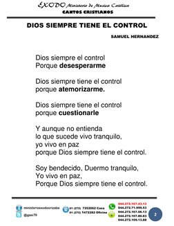 CANTOS CRISTIANOS 
 
 
  
                                                                                     
 
2 
ministe