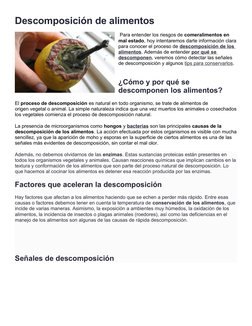 Causas y señales de descomposición alimentaria | PDF | Dieta ...