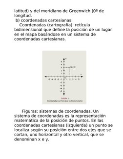 latitud) y del meridiano de Greenwich (0º de 
longitud.
 b) coordenadas cartesianas:
    Coordenadas (cartografía): retícula
