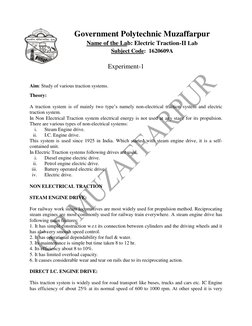 Government Polytechnic Muzaffarpur 
Name of the Lab: Electric Traction-II Lab 
Subject Code:  1620609A 
 
Experiment-1